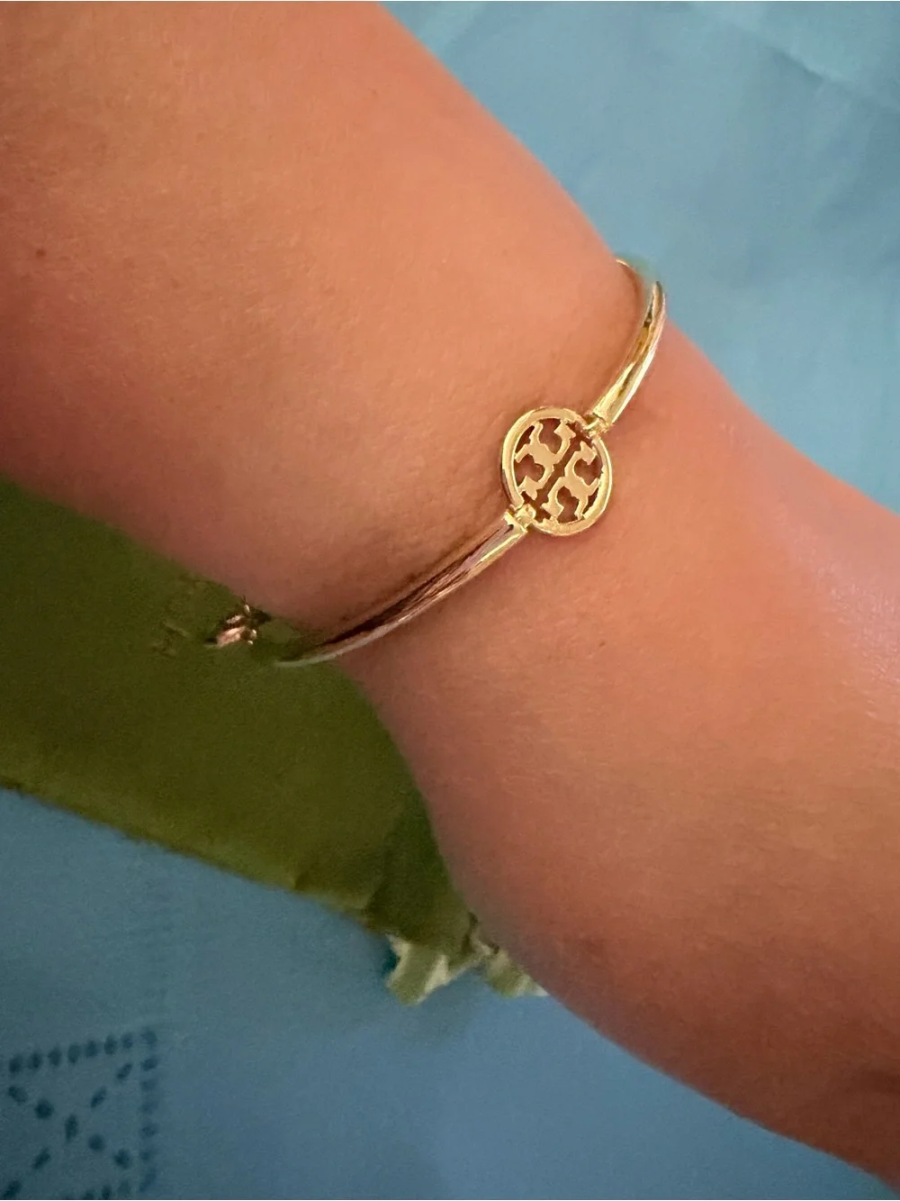Tory Burch Polished Gold Logo Station Bracelet